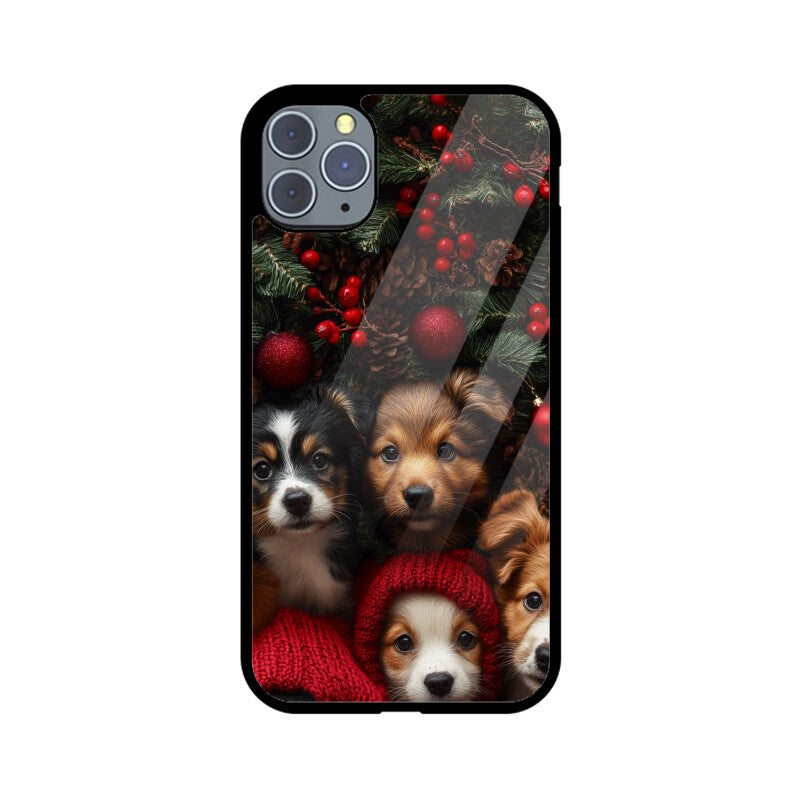 Cute pups with Christmas decor