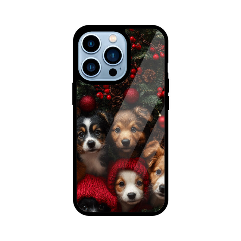 Cute pups with Christmas decor