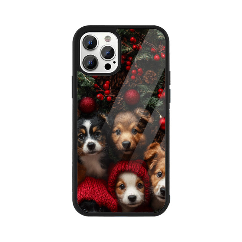 Cute pups with Christmas decor