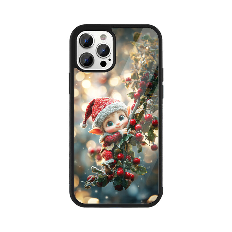 Cute elf hanging from a Christmas tree