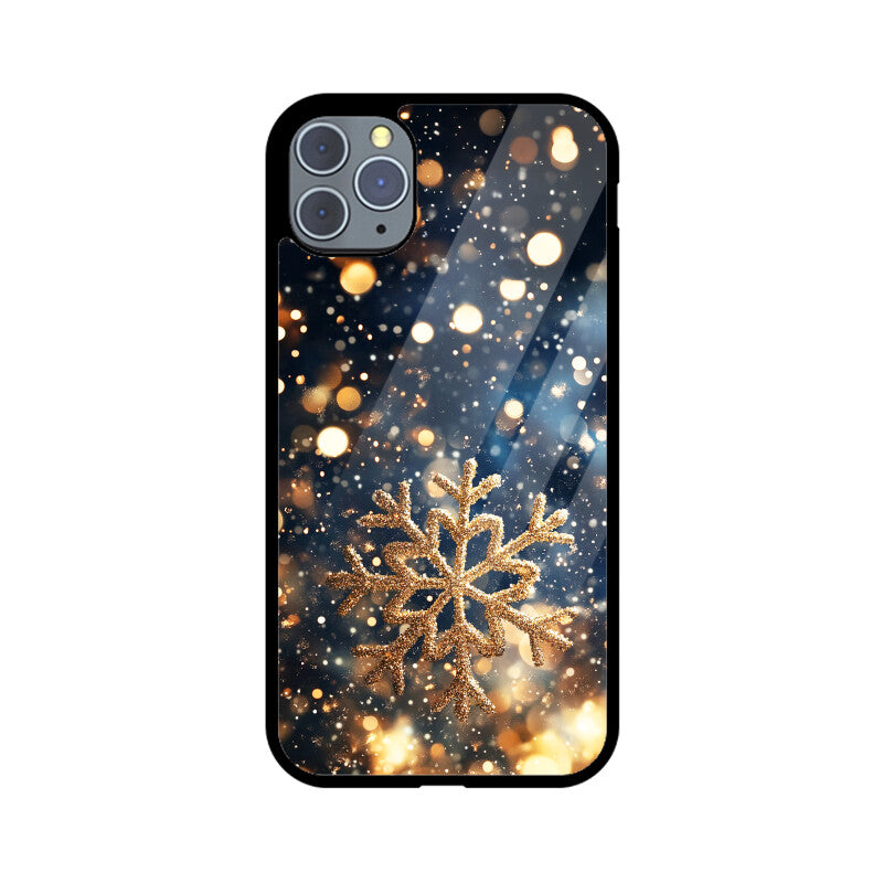 Golden snowflake bokeh dream
