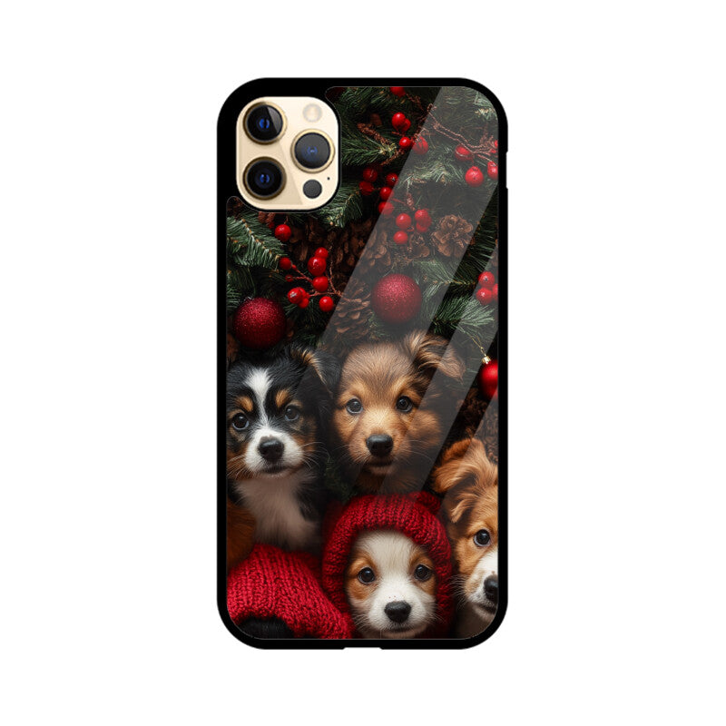 Cute pups with Christmas decor