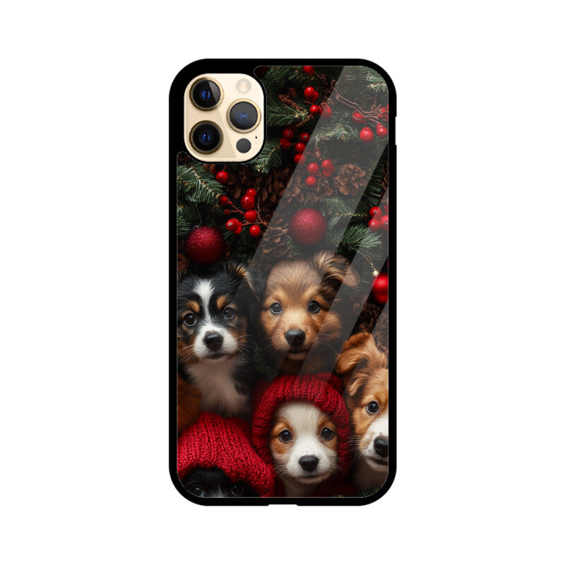 Cute pups with Christmas decor