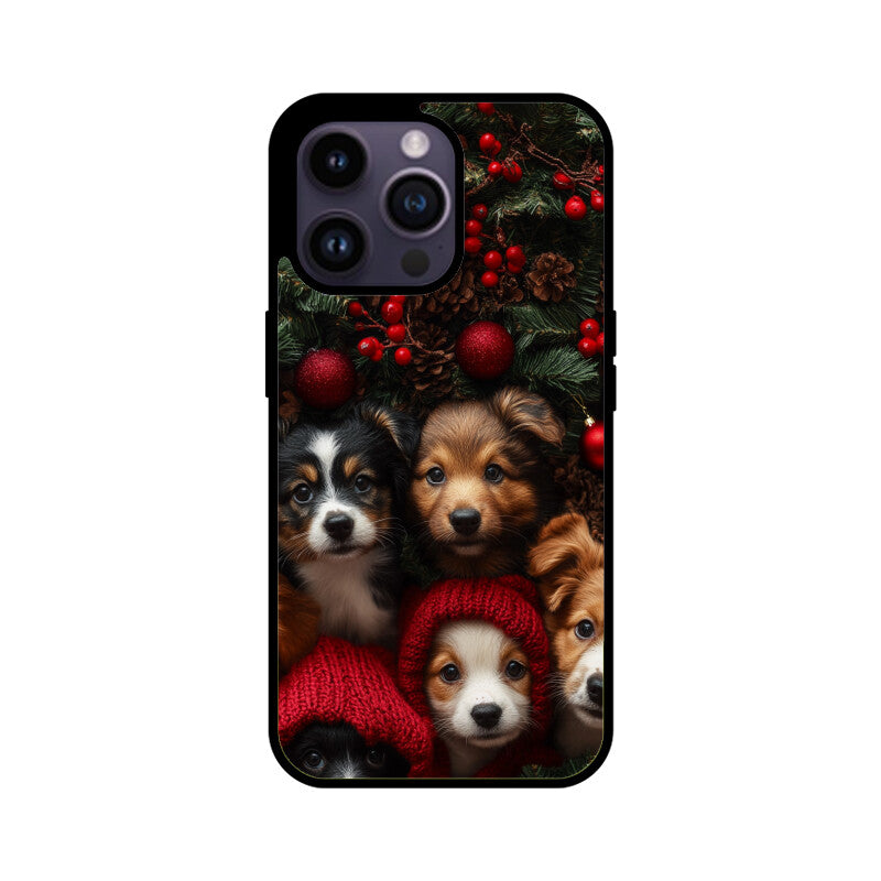 Cute pups with Christmas decor