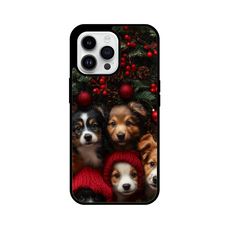 Cute pups with Christmas decor