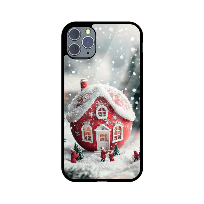 Christmas ball house in snow