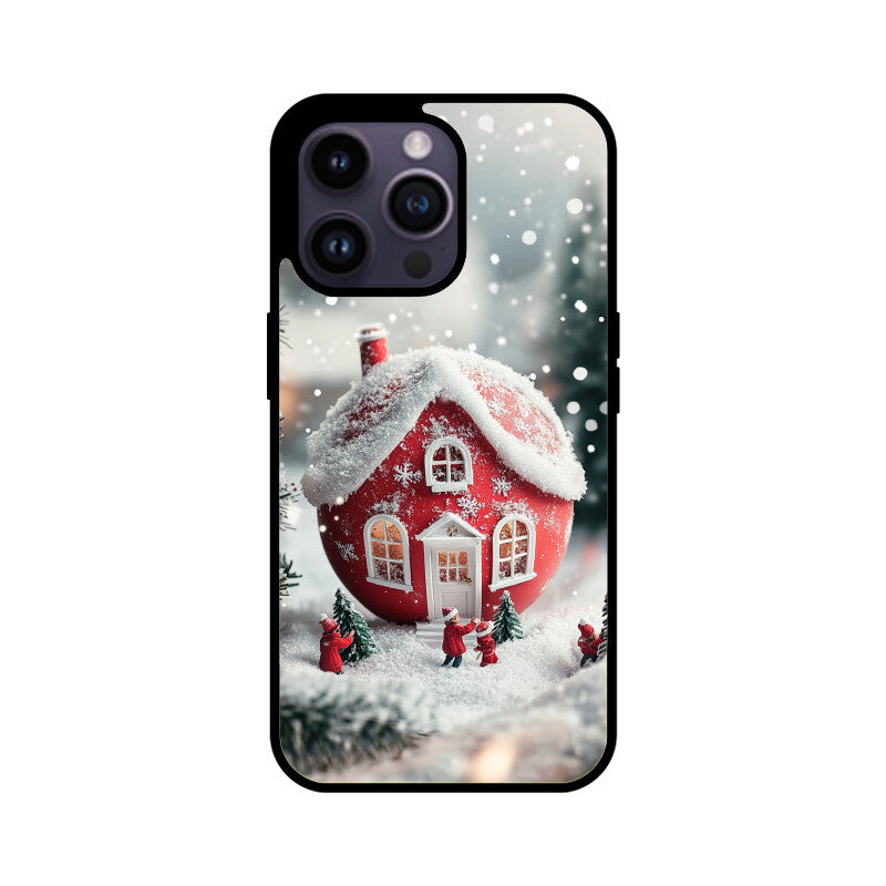 Christmas ball house in snow