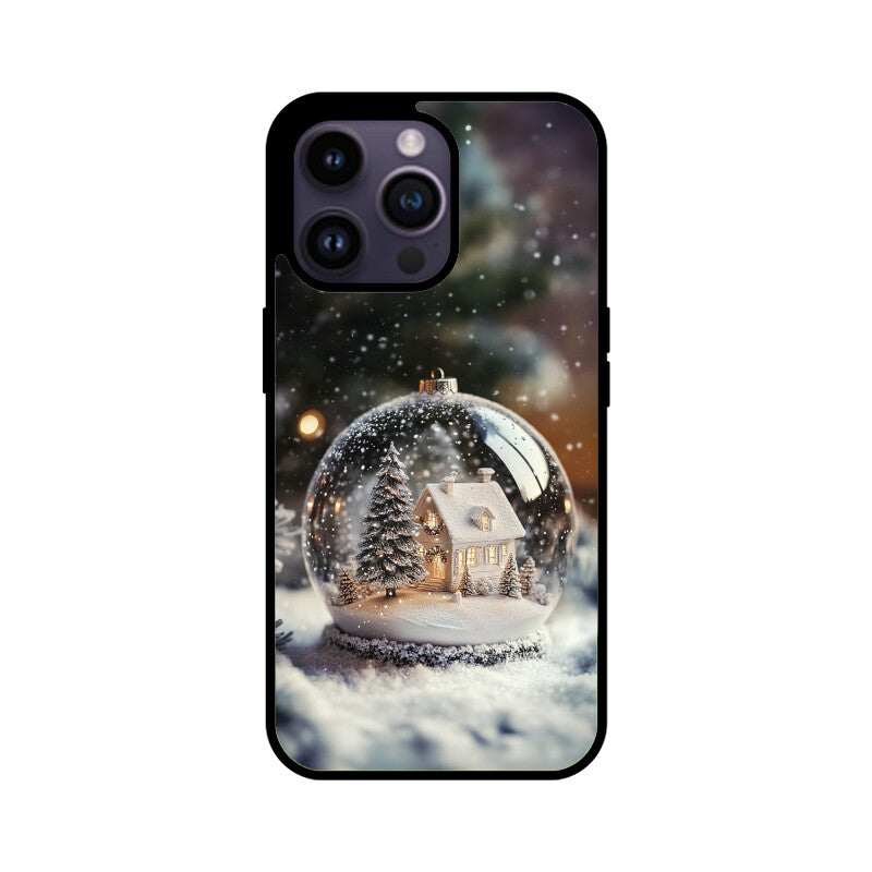 White snow house in a Christmas ball
