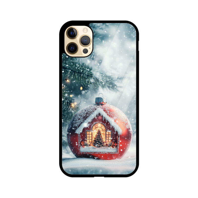 House inside a Christmas ball with a Christmas tree
