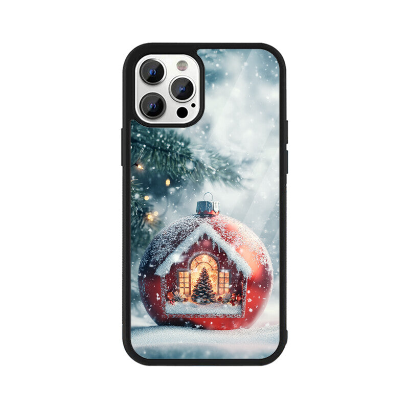 House inside a Christmas ball with a Christmas tree