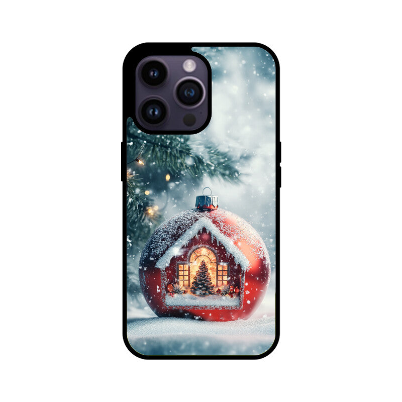 House inside a Christmas ball with a Christmas tree